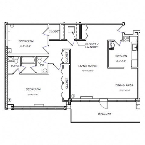 a floor plan of a house with bedrooms and a living room